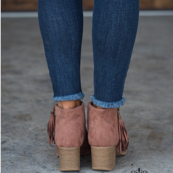 Chic Cinnamon Perforated Peep Toe Booties - Picture 2 of 7